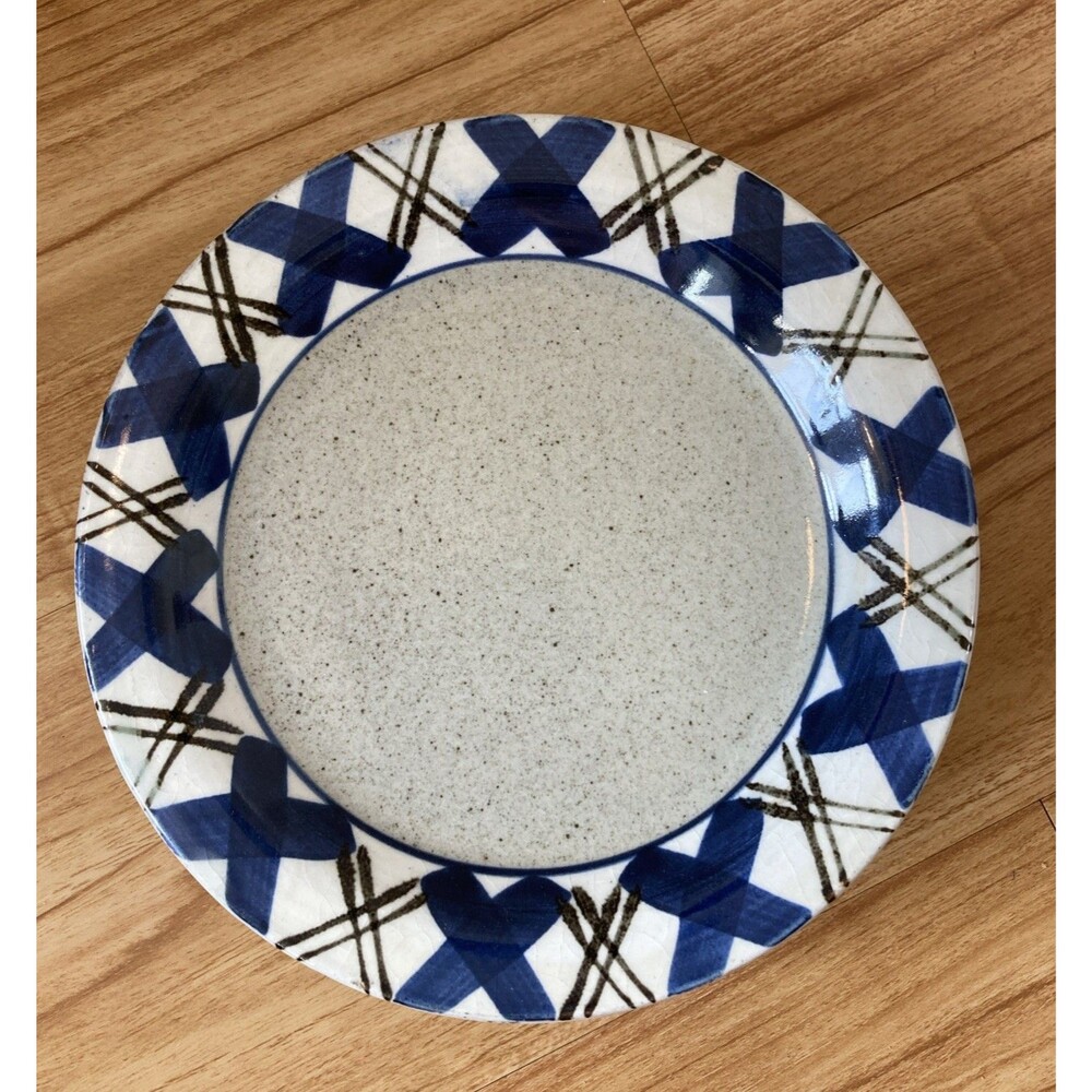 Otagiri Japan Stoneware Mid Century OTA38‎ Blue Cross Salad Plate